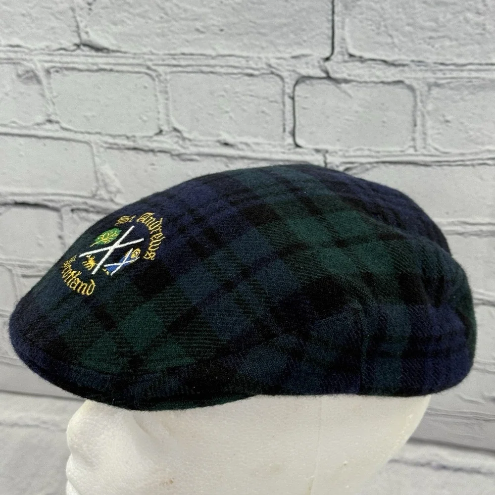 Vintage St. Andrews Cabbie Cap by David Allan Scotland S PURE Wool‎ Blackwatch